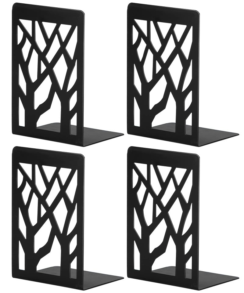 INNÃ”PLUS Book Ends, Bookends, Bookends for Shelves, Bookend, Book Ends for Heavy Books, Black Metal Book Shelf Holder Home Decorative, Book Stoppers for Shelves 2 Pair - Image 1